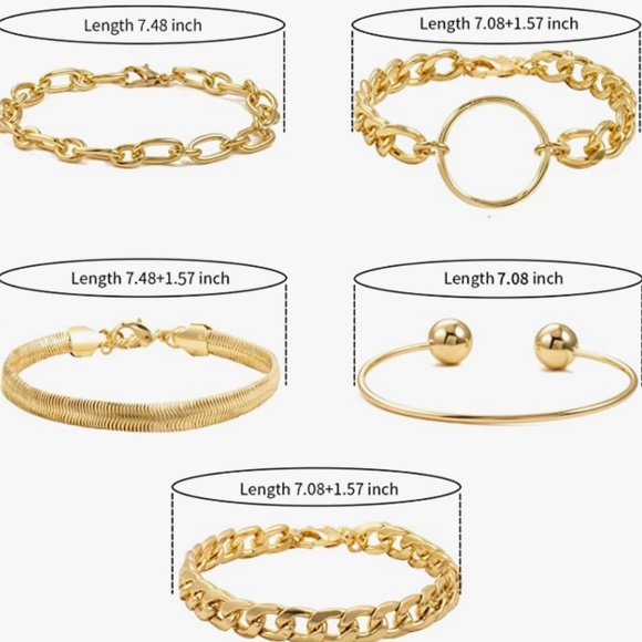 Gold Bracelets For Women Trendy Chunky Chain Bracelets Stackable Snake Chain 14K - Picture 6 of 6